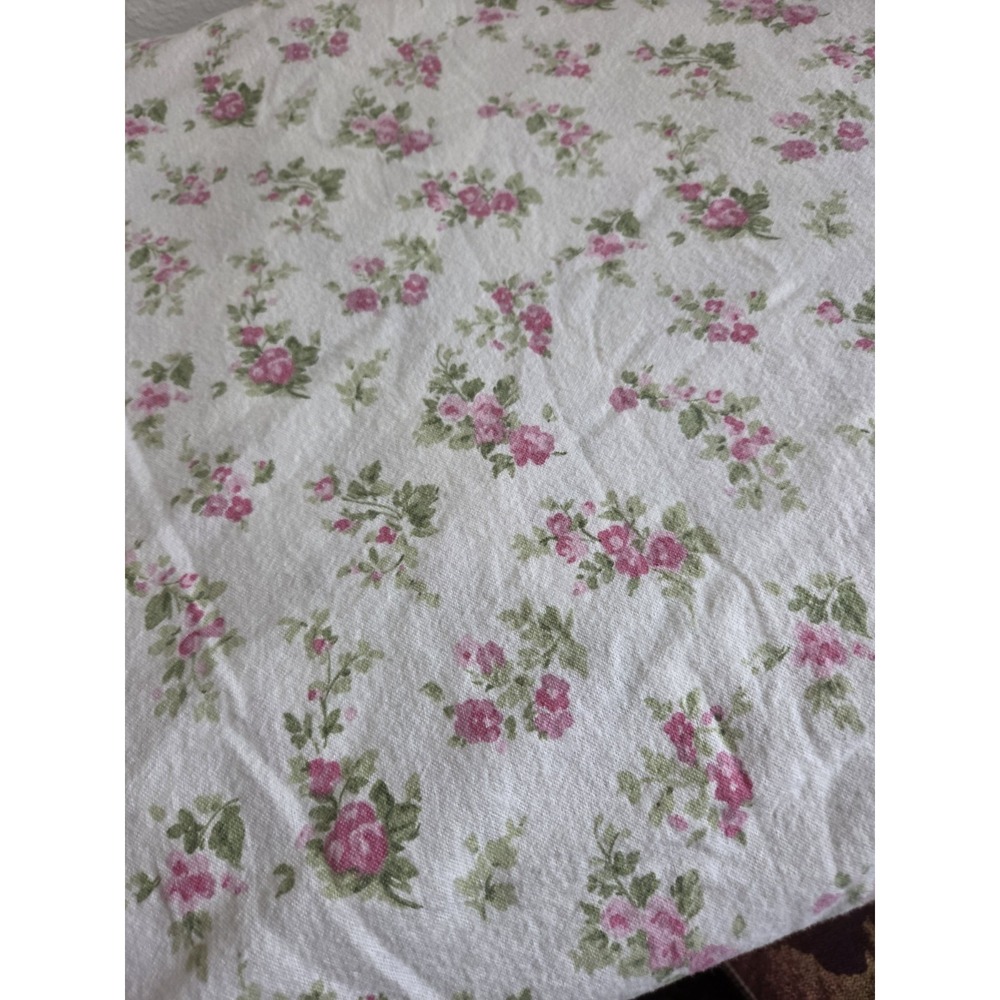 Laura Ashley King Flannel Flat Sheet or Blanket Petite Roses Cottage Core